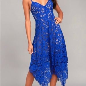 Lulus One Wish Royal Blue Lace Midi dress